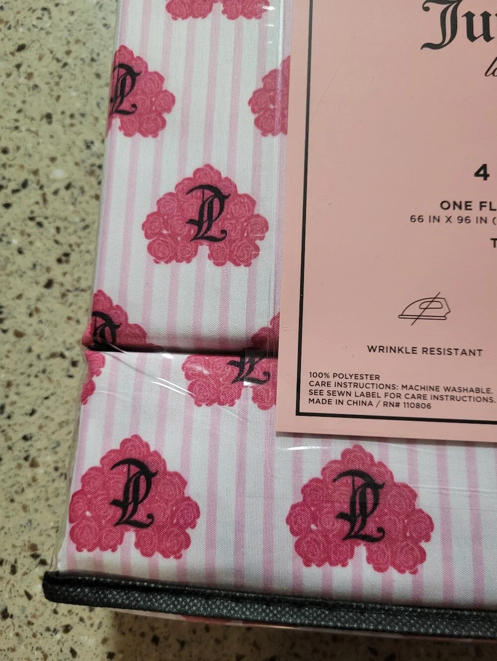 Juicy Couture 4-Pc Twin Size Bedsheet Set Roses Hearts JC Monogram Striped Y2K